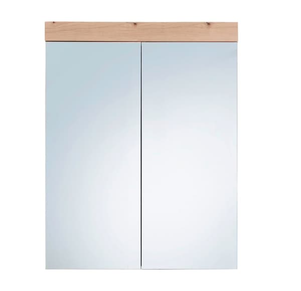 AmandaMando speilskap baderom 2 dører lys eiketre dekor, speilglass.