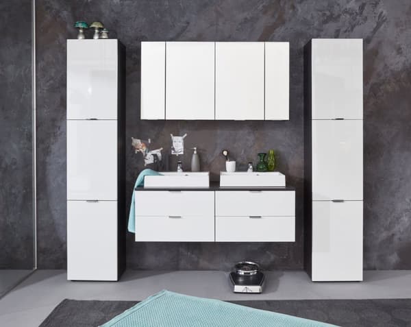 ConceptOne speilskap baderom 2 dører grå, speilglass.