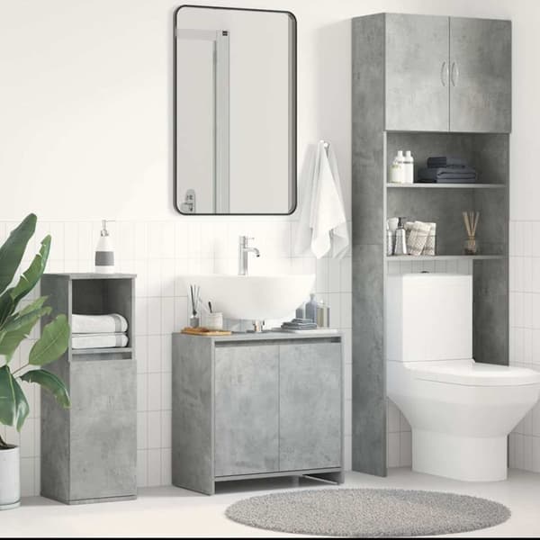 vidaXL badeværelsesskab 60x33x61 cm konstrueret træ betongrå