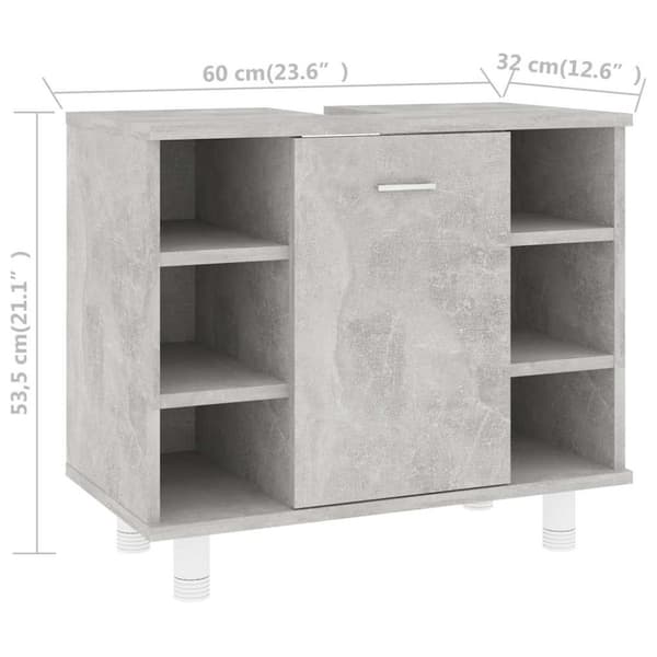vidaXL Badrumsskåp betonggrå 60x32x53,5 cm konstruerat trä