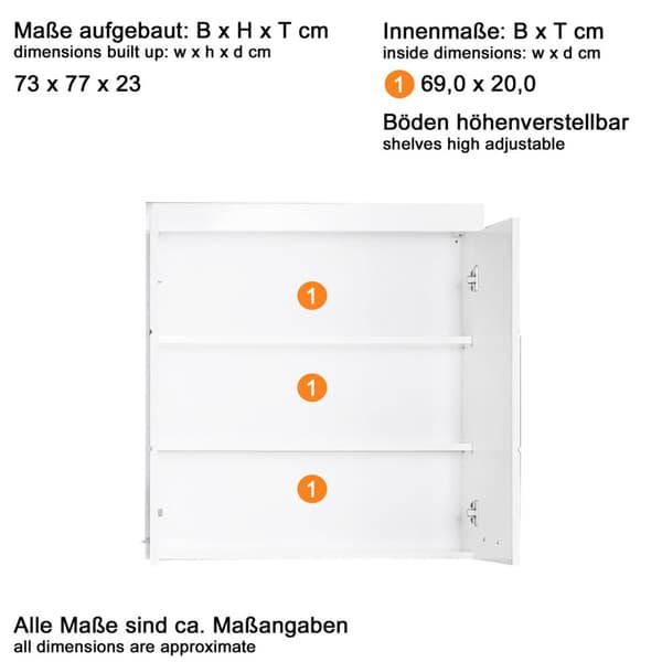 AmandaMandoBea badskab 2 døre hvid, hvid højglans.