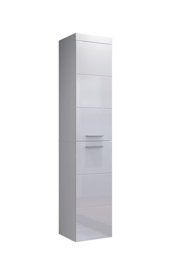 Devon høyskap til badet 2 dører hvit, hvit høyglans.