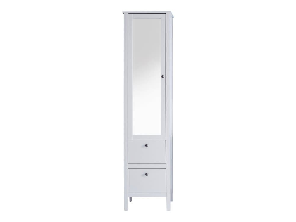 Ole badrumsskåp högskåp 1 dörr, 2 lådor vit, spegelglas.