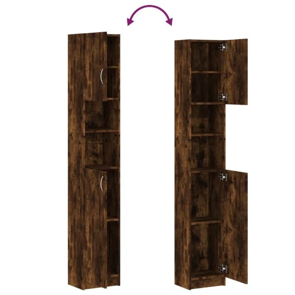 vidaXL Kylpyhuoneen kaappi savutammi 32x25,5x190 cm tekninen puu