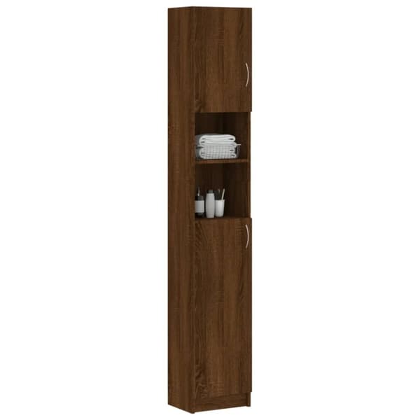 vidaXL badeværelsesskab 32x25,5x190 cm konstrueret træ brun egetræ