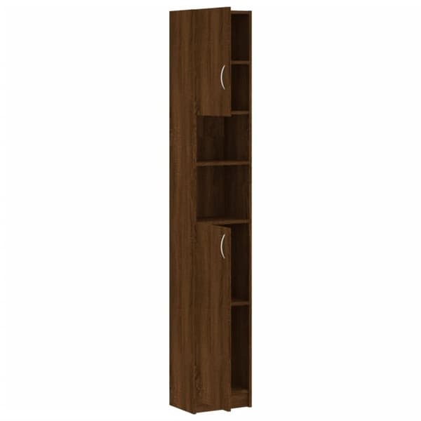 vidaXL badeværelsesskab 32x25,5x190 cm konstrueret træ brun egetræ