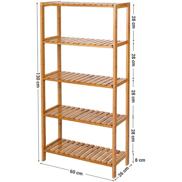 Badrumsskåp - bambuskåp - 60x26x130 cm - med 5 hyllplan