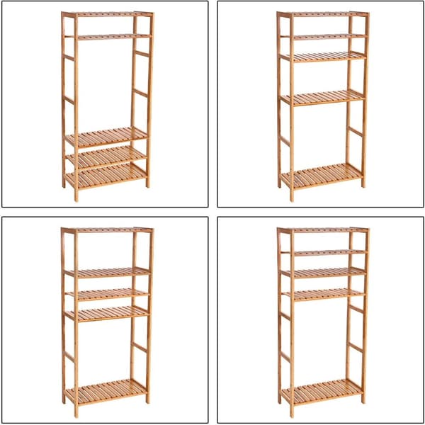 Badrumsskåp - bambuskåp - 60x26x130 cm - med 5 hyllplan