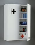 Miniatyrbild 4 av 5: Medasa XL badrumsskåp medicinskåp vägghängt, 2 dörrar, med lås vit.