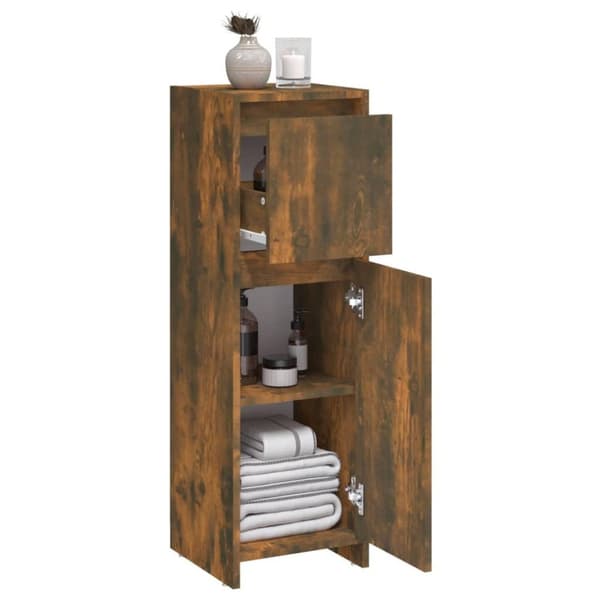 vidaXL Baderomsskap røkt eik 30x30x95 cm konstruert tre