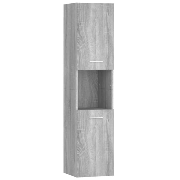 vidaXL Baderomsskap grå sonoma eik 30x30x130 cm konstruert tre