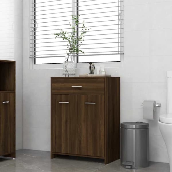 vidaXL Baderomsskap brun eik 60x33x80 cm konstruert tre