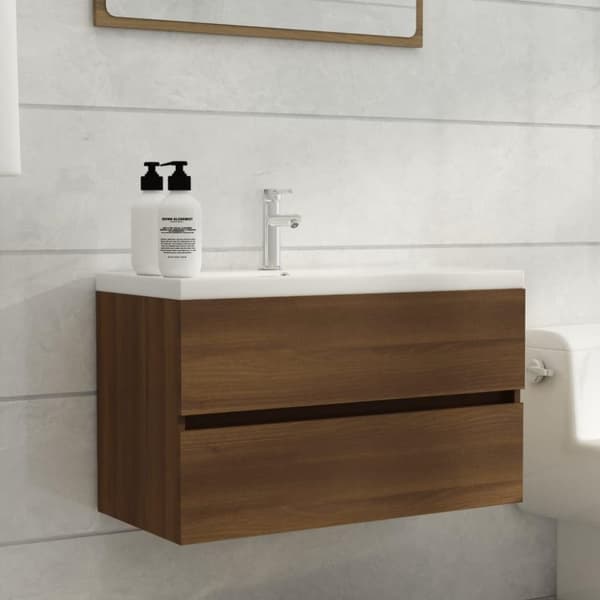 vidaXL underskab 80x38,5x45 cm konstrueret træ brun egetræ