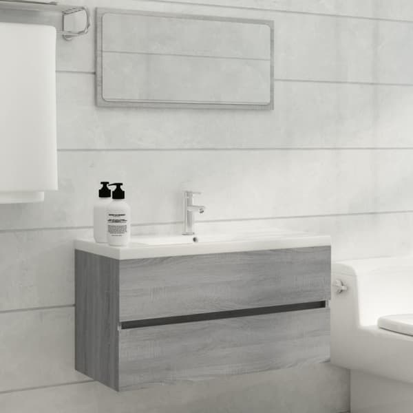 vidaXL Allaskaappi harmaa Sonoma 90x38,5x45 cm tekninen puu