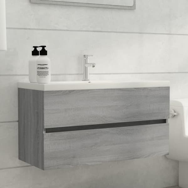 vidaXL Allaskaappi harmaa Sonoma 90x38,5x45 cm tekninen puu