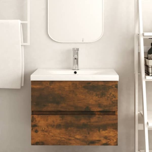 vidaXL Servantskap røkt eik 60x38,5x45 cm konstruert tre