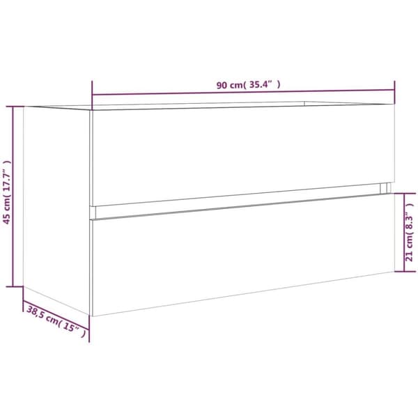 vidaXL Handfatsskåp grå sonoma-ek 90x38,5x45 cm konstruerat trä
