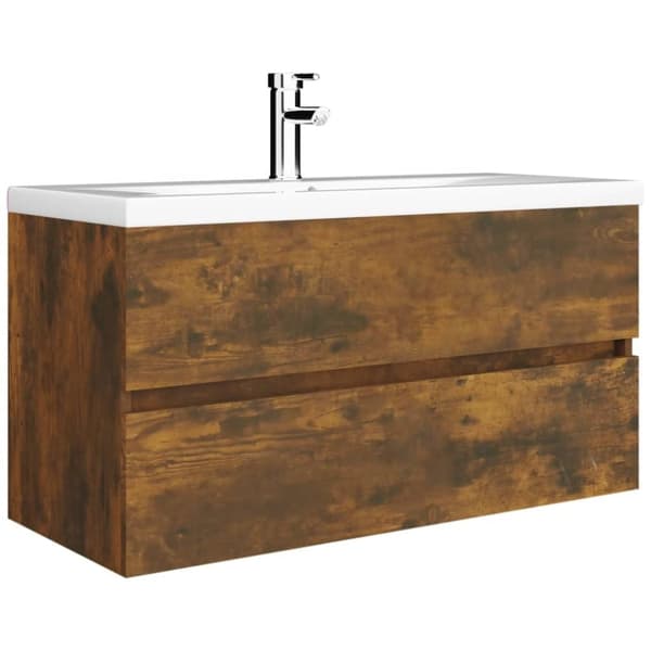 vidaXL Servantskap røkt eik 90x38,5x45 cm konstruert tre
