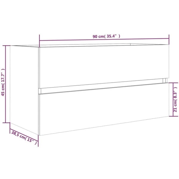 vidaXL Servantskap røkt eik 90x38,5x45 cm konstruert tre