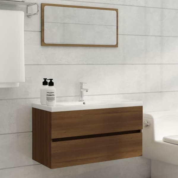 vidaXL Servantskap brun eik 90x38,5x45 cm konstruert tre