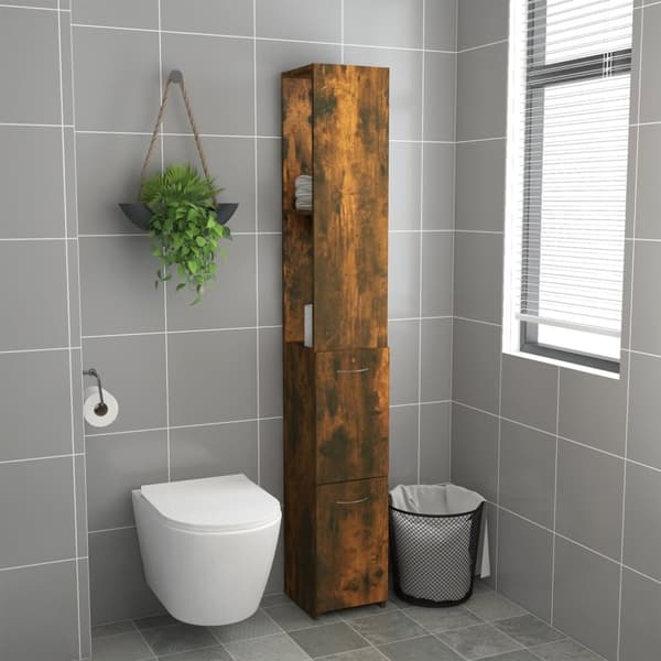 vidaXL Badrumsskåp rökfärgad ek 25x26,5x170 cm konstruerat trä