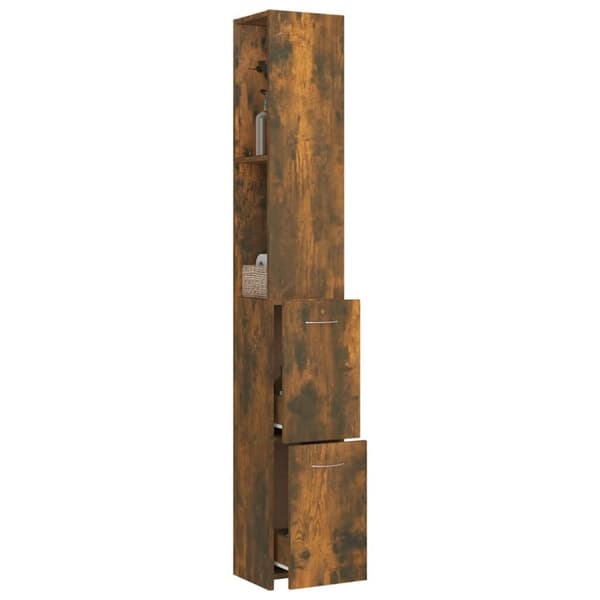 vidaXL Badrumsskåp rökfärgad ek 25x26,5x170 cm konstruerat trä