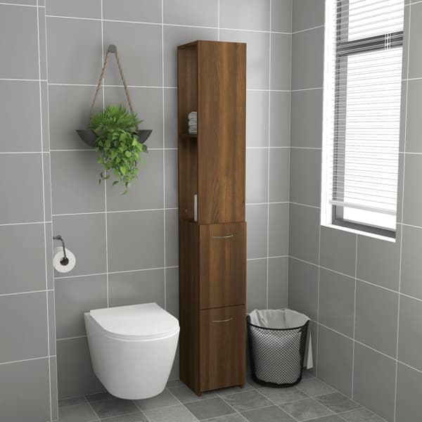 vidaXL Badrumsskåp brun ek 25x26,5x170 cm konstruerat trä