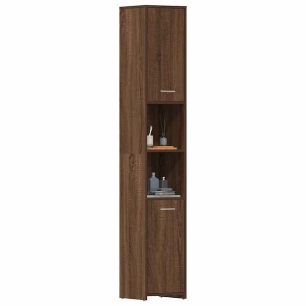 vidaXL Kylpyhuoneen kaappi ruskea tammi 30x30x183,5 cm tekninen puu
