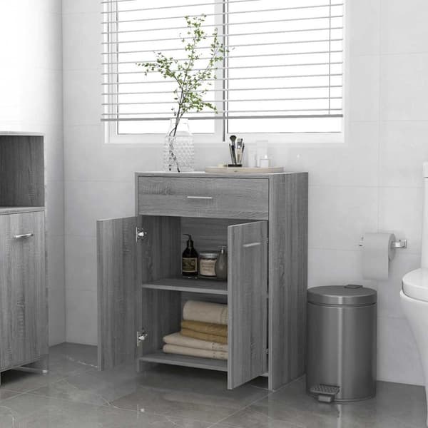 vidaXL Kylpyhuoneen kaappi harmaa Sonoma 60x33x80 cm tekninen puu