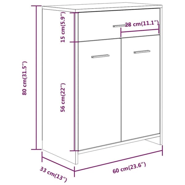 vidaXL Kylpyhuoneen kaappi harmaa Sonoma 60x33x80 cm tekninen puu