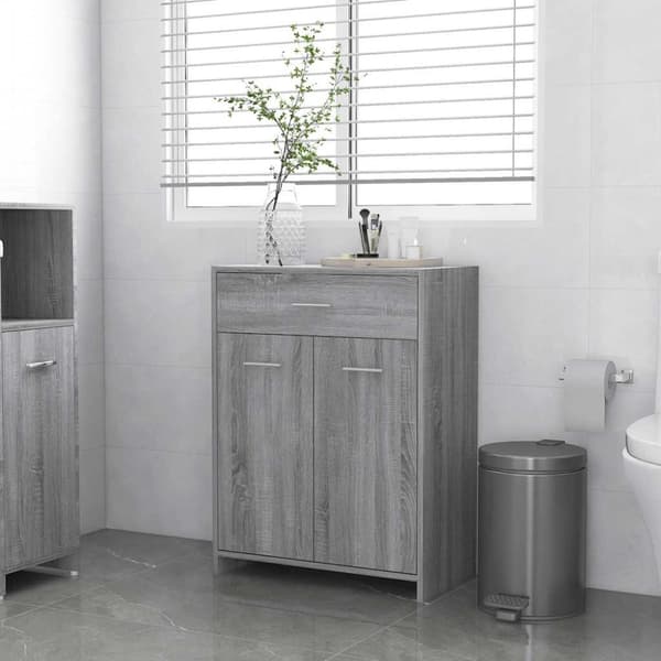 vidaXL Kylpyhuoneen kaappi harmaa Sonoma 60x33x80 cm tekninen puu