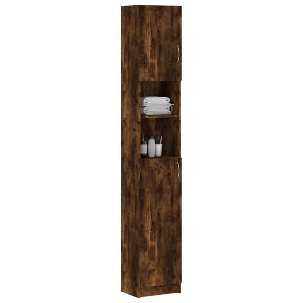 vidaXL Baderomsskap røkt eik 32x25,5x190 cm konstruert tre