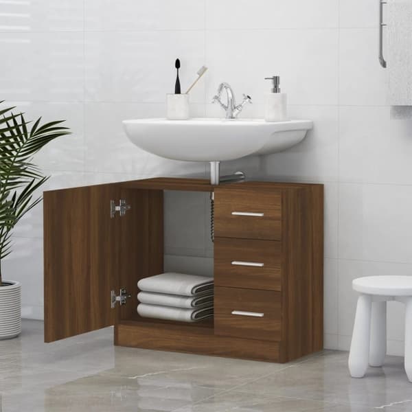 vidaXL underskab 63x30x54 cm konstrueret træ brun egetræsfarve
