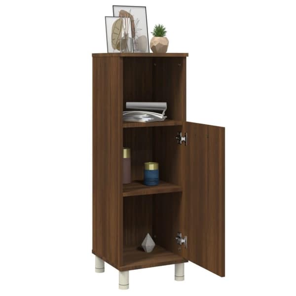 vidaXL badeværelsesskab 30x30x95 cm konstrueret træ brunt egetræ