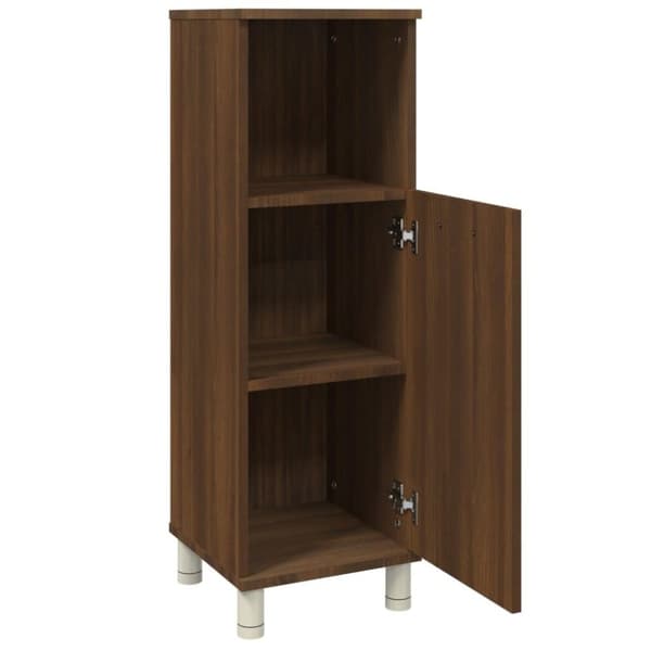 vidaXL badeværelsesskab 30x30x95 cm konstrueret træ brunt egetræ