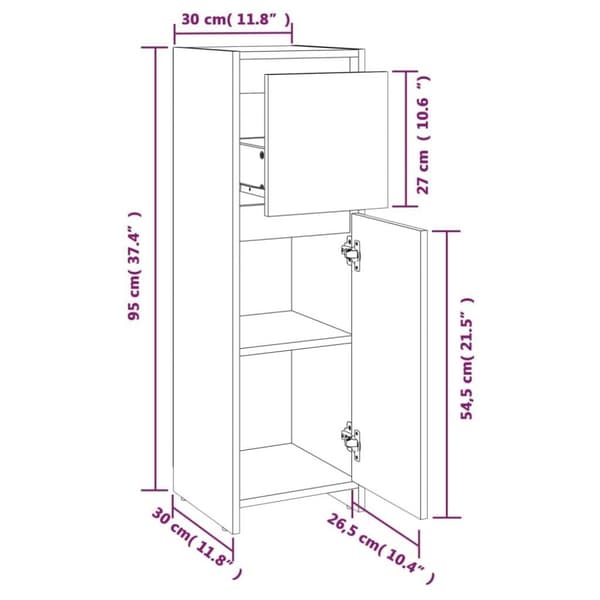 vidaXL badeværelsesskab 30x30x95 cm konstrueret træ røget egetræ