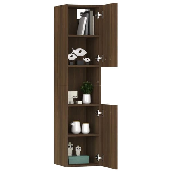 vidaXL badeværelsesskab 30x30x130 cm konstrueret træ brun egetræ