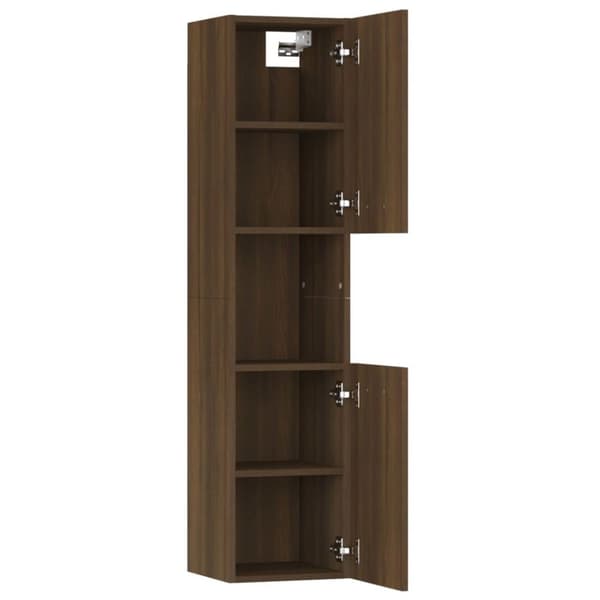vidaXL badeværelsesskab 30x30x130 cm konstrueret træ brun egetræ