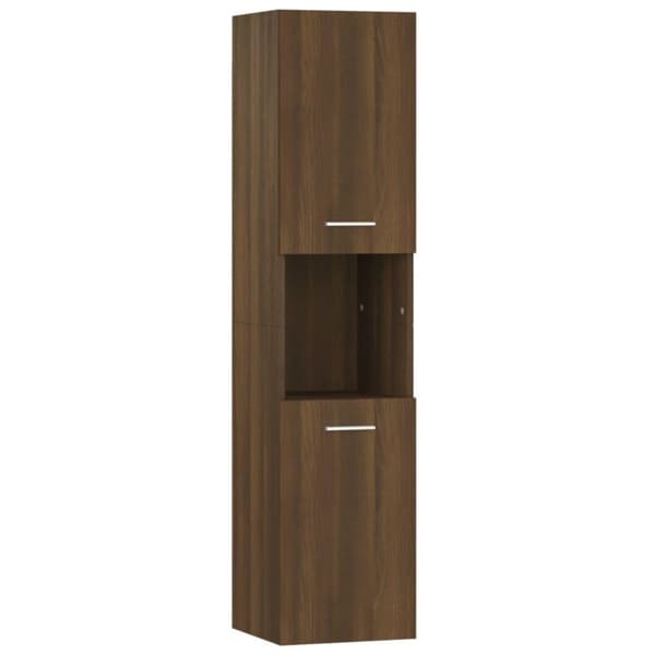 vidaXL badeværelsesskab 30x30x130 cm konstrueret træ brun egetræ