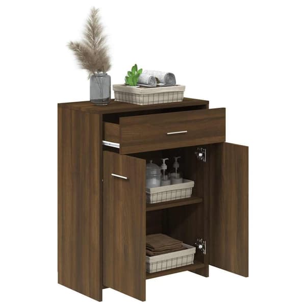vidaXL badeværelsesskab 60x33x80 cm konstrueret træ brun egetræsfarve