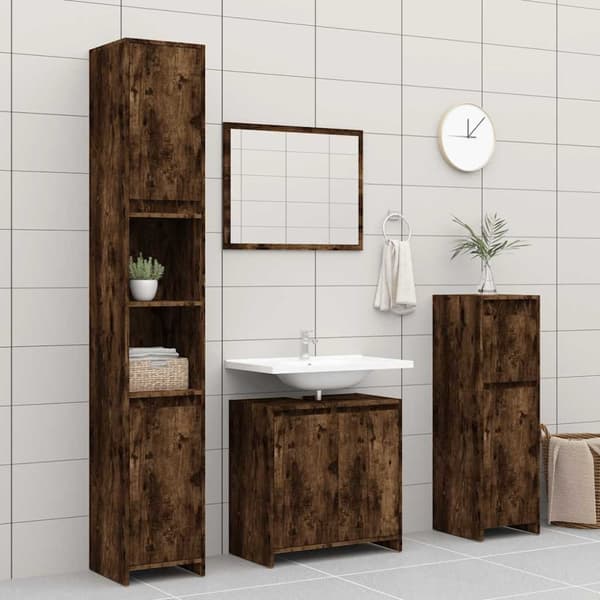 vidaXL Baderomsskap røkt eik 60x33x61 cm konstruert tre