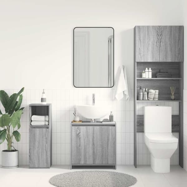 vidaXL Kylpyhuoneen kaappi harmaa Sonoma 60x33x61 cm tekninen puu