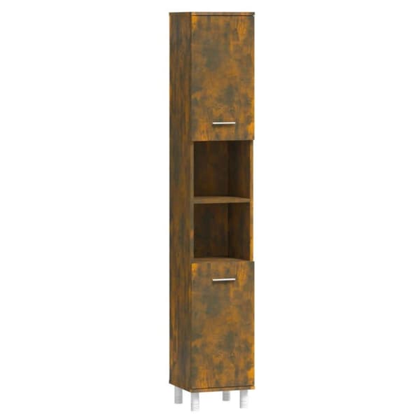 vidaXL badeværelsesskab 30x30x179 cm konstrueret træ røget egetræ