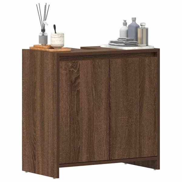 vidaXL badeværelsesskab 60x33x61 cm konstrueret træ brun egetræsfarve