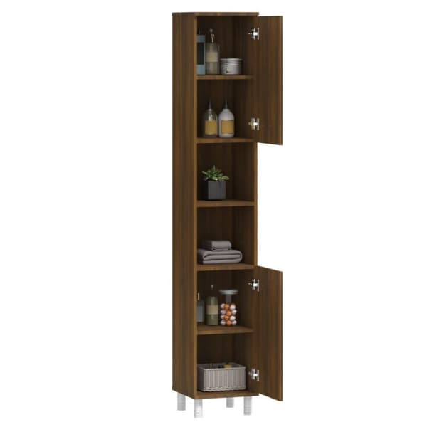 vidaXL badeværelsesskab 30x30x179 cm konstrueret træ brunt egetræ