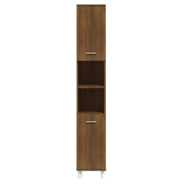 vidaXL badeværelsesskab 30x30x179 cm konstrueret træ brunt egetræ