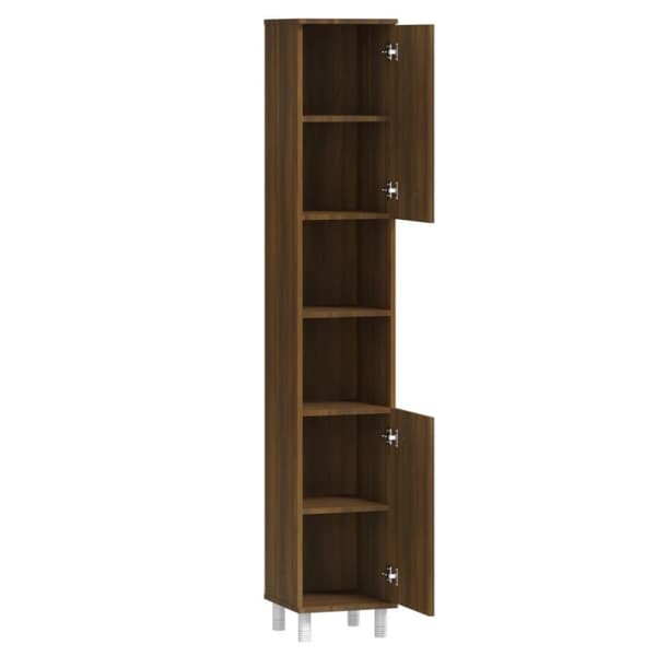 vidaXL badeværelsesskab 30x30x179 cm konstrueret træ brunt egetræ