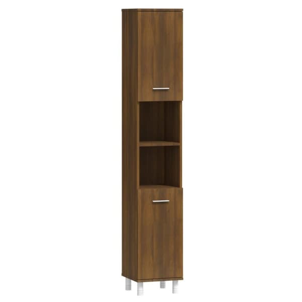vidaXL badeværelsesskab 30x30x179 cm konstrueret træ brunt egetræ