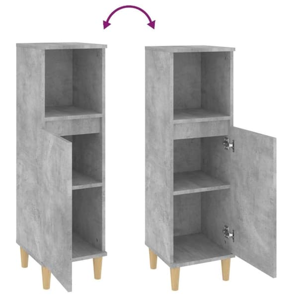vidaXL Badrumsskåp betonggrå 30x30x100 cm konstruerat trä