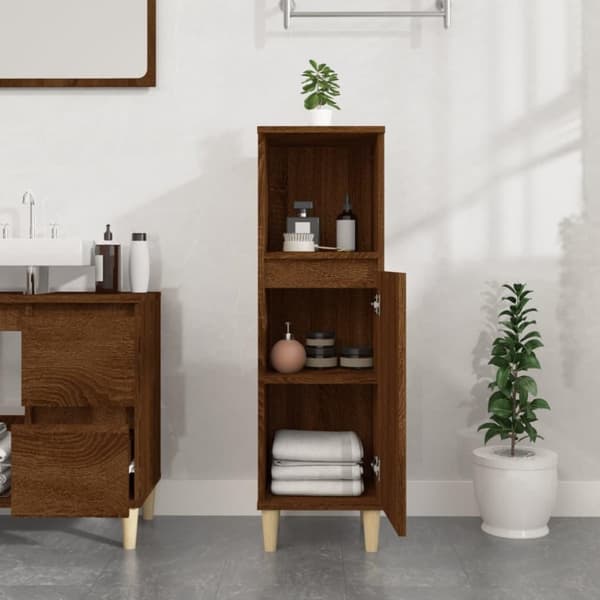 vidaXL Baderomsskap brun eik 30x30x100 cm konstruert tre